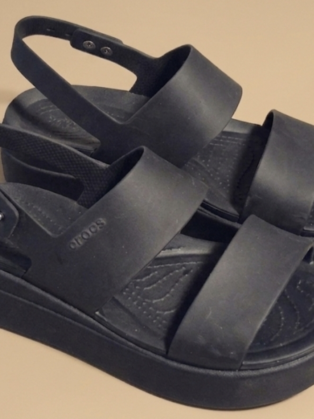 Crocs Brooklyn Wedge Women’s Black Platform Slingback Sandals,Size 6